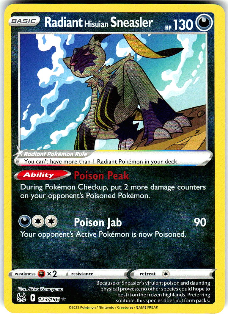 Radiant Hisuian Sneasler 123/196 Radiant Lost Origin Pokemon Holo Near Mint