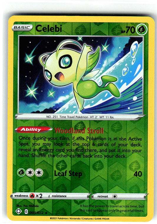 Celebi 003/072 Rare Shining Fates Pokemon Reverse Holo Near Mint