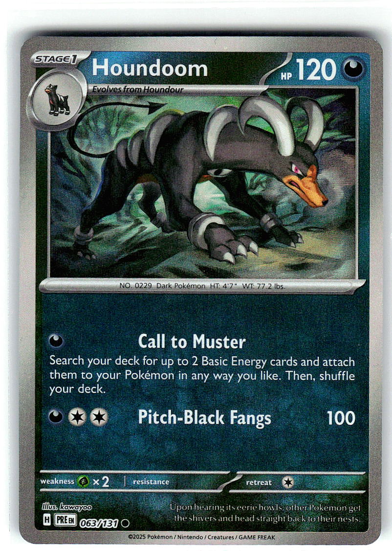 Houndoom (Poke Ball Pattern) 063/131 Holo Common Prismatic Evolutions Pokemon NM