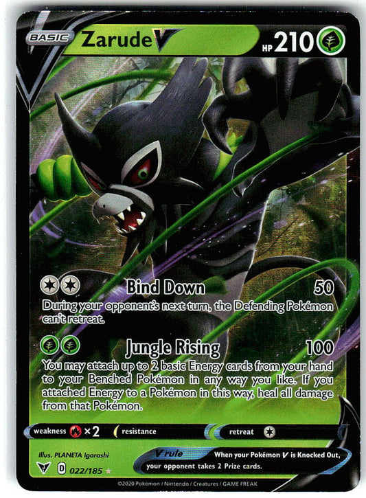Zarude V 022/185 Holo Ultra Rare Vivid Voltage Pokemon Lightly Played