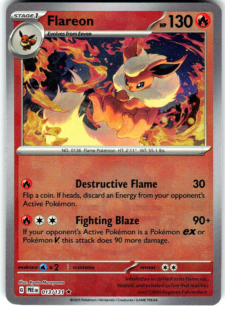 Flareon (Poke Ball Pattern) 013/131 Holo Rare Prismatic Evolutions Pokemon NM