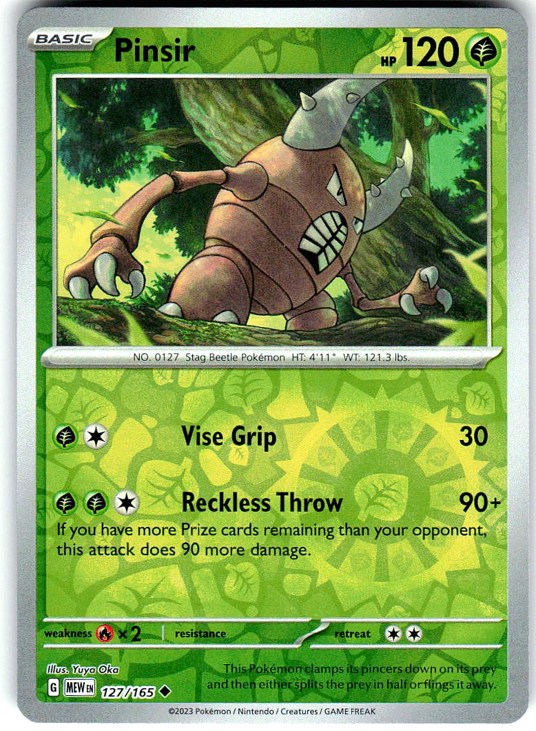 Pinsir 127/165 Uncommon 151 Pokemon Reverse Holo Near Mint