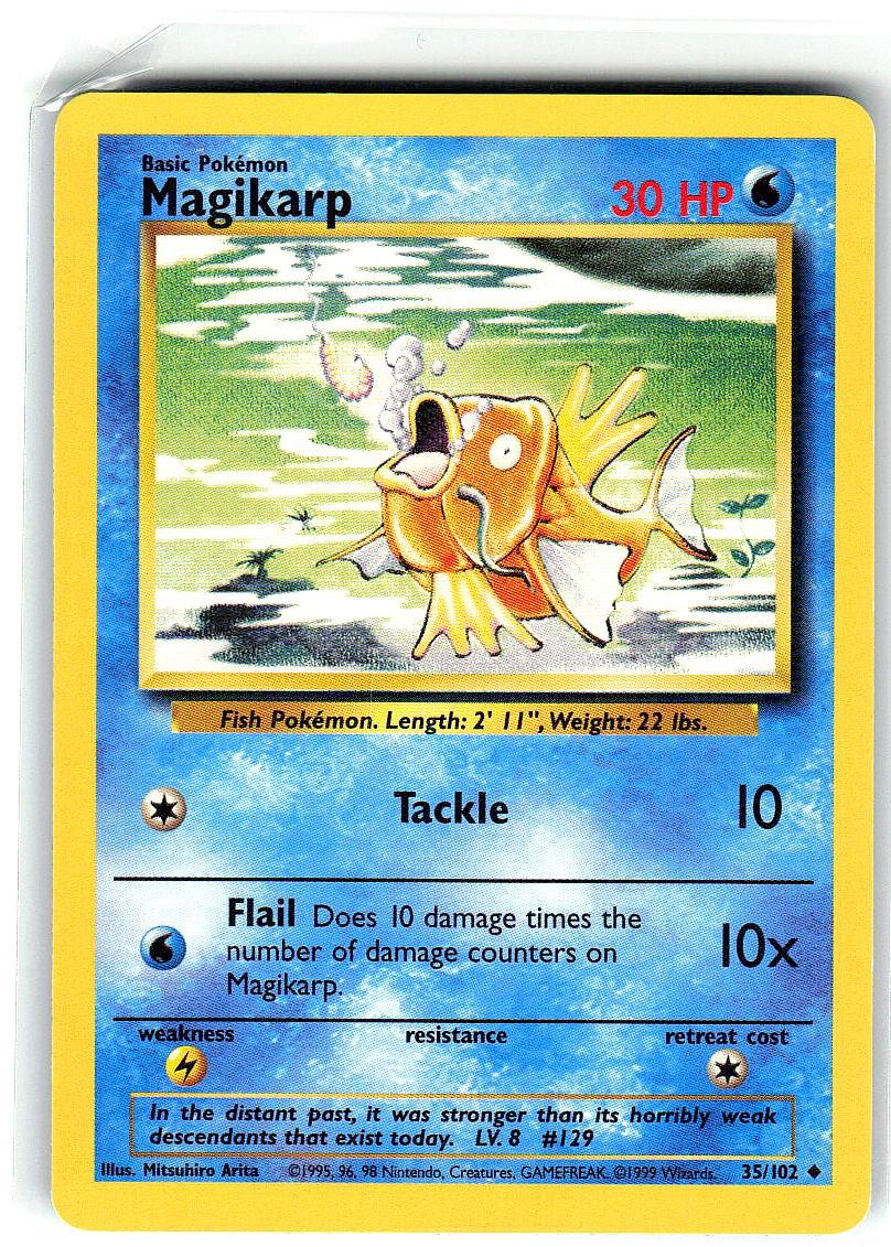 Magikarp 35/102 Uncommon Base Set Unlimited Pokemon Lightly Played