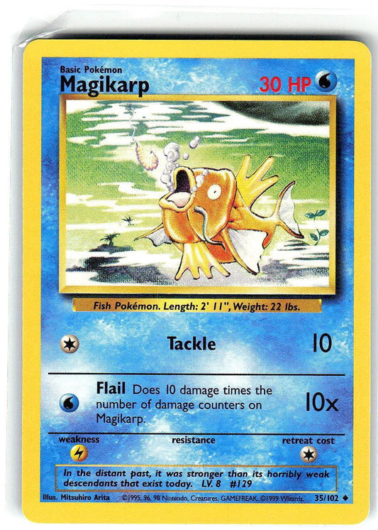 Magikarp 35/102 Uncommon Base Set Unlimited Pokemon Lightly Played