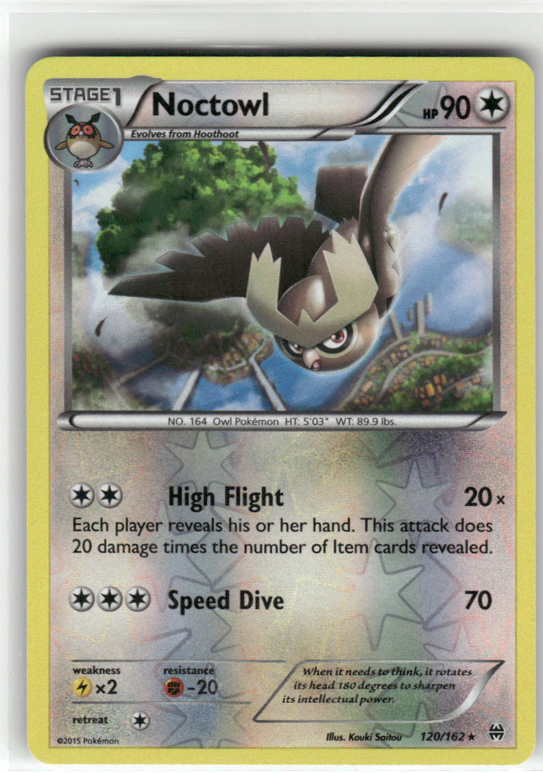 Noctowl 120/162 Rare BREAKthrough Pokemon Reverse Holo Moderately Played