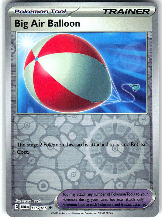 Big Air Balloon 155/165 Uncommon 151 Pokemon Reverse Holo Near Mint