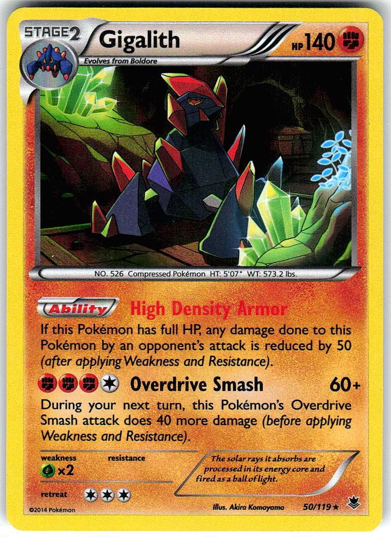 Gigalith 50/119 Holo Rare Phantom Forces Pokemon Moderately Played