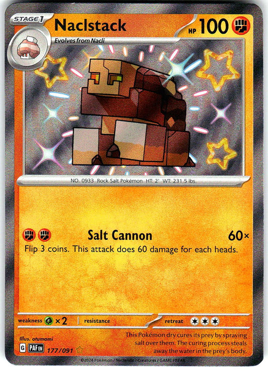 Naclstack 177/091 Shiny Rare Paldean Fates Pokemon Holo Near Mint