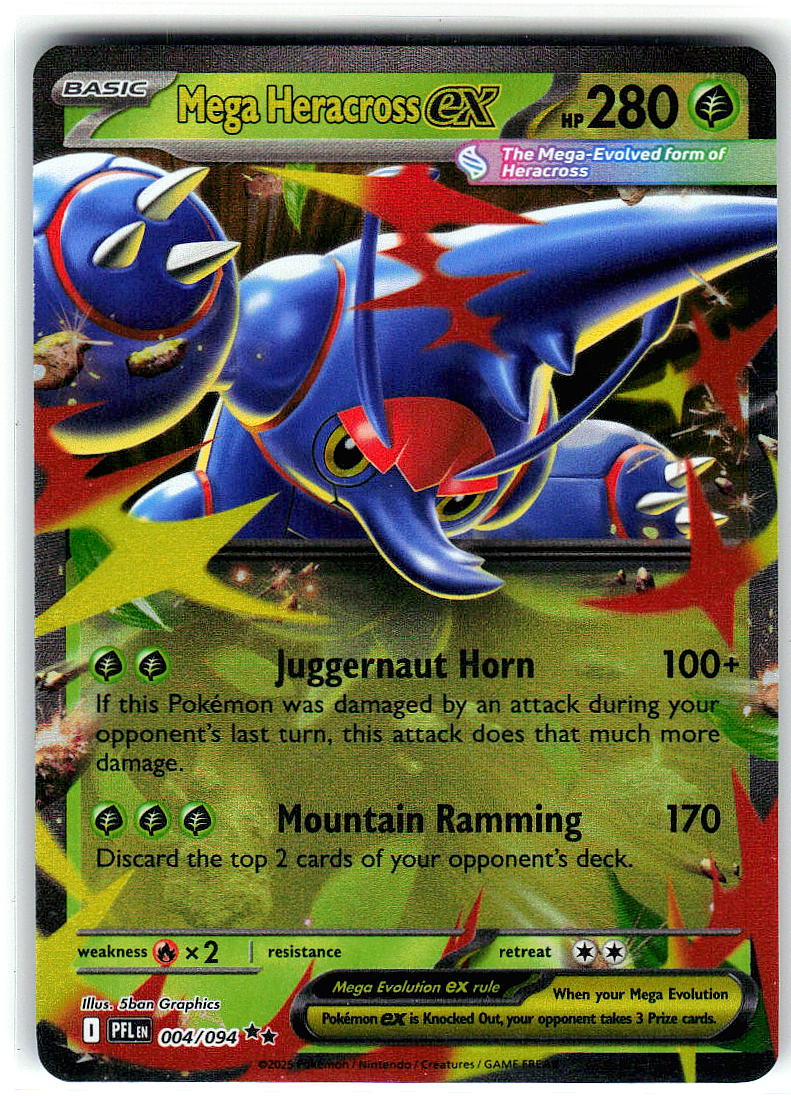 Mega Heracross ex 004/094 Double Rare Phantasmal Flames Pokemon Holo Near Mint