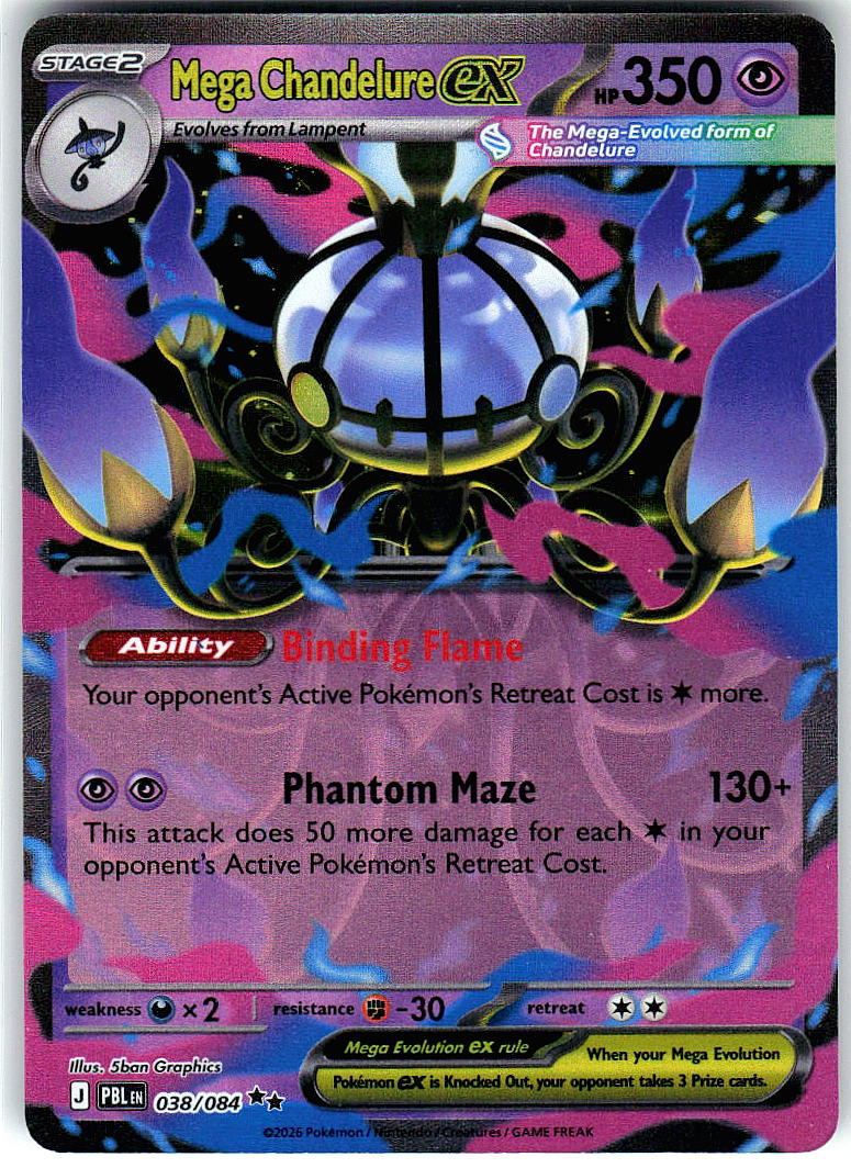 Mega Chandelure ex 038/084 Double Rare Pitch Black Pokemon Holo Near Mint