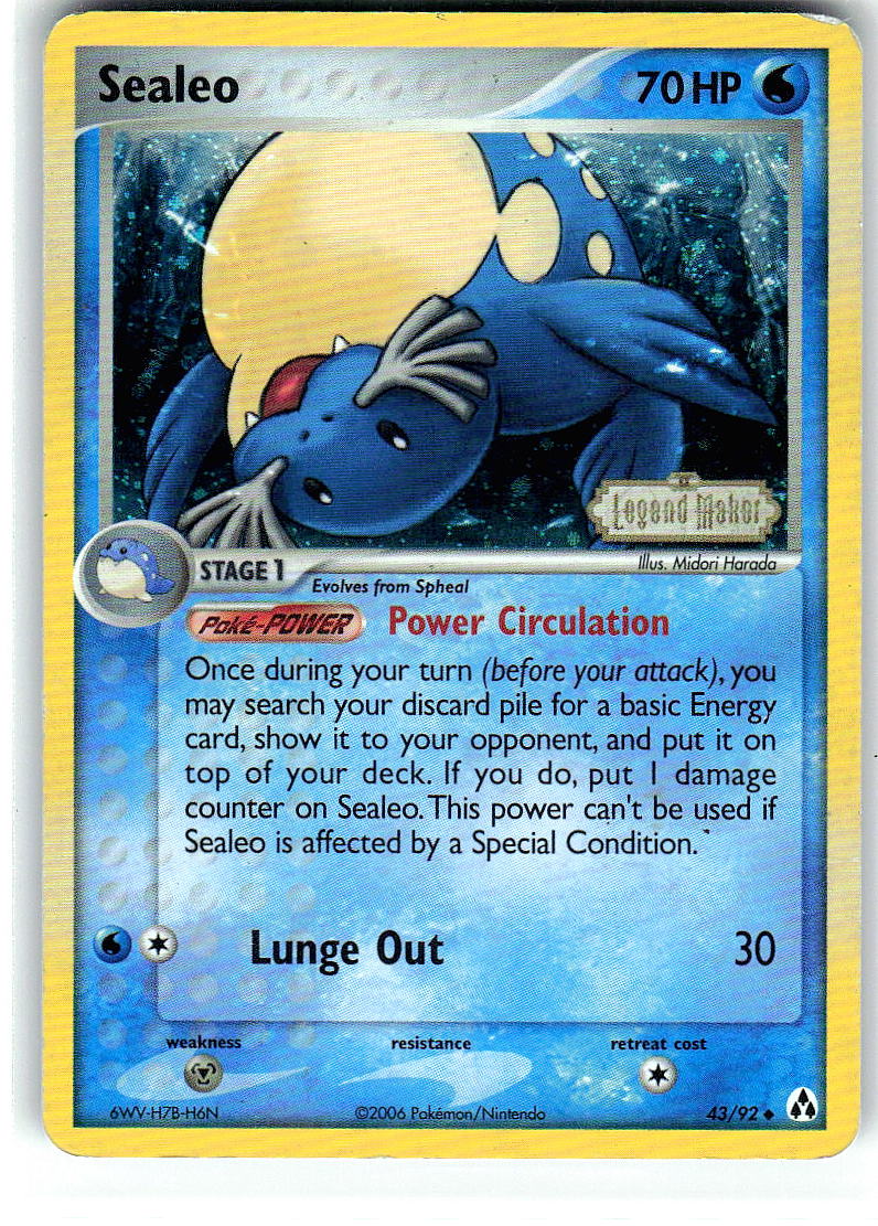 Sealeo 43/92 Uncommon Legend Maker Pokemon Reverse Holo Heavily Played