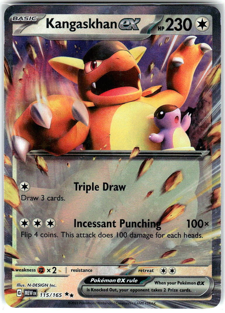 Kangaskhan ex 115/165 Double Rare 151 Pokemon Holo Lightly Played