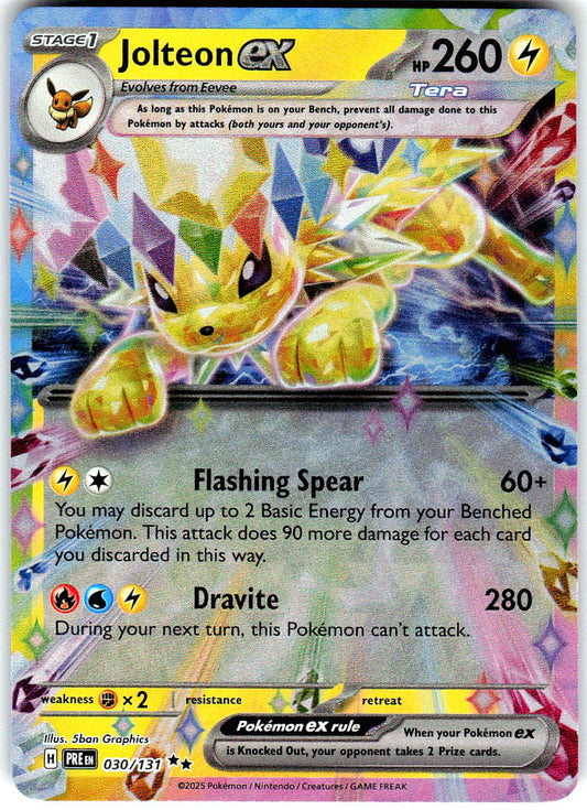 Jolteon ex 030/131 Holo Double Rare Prismatic Evolutions Pokemon Near Mint