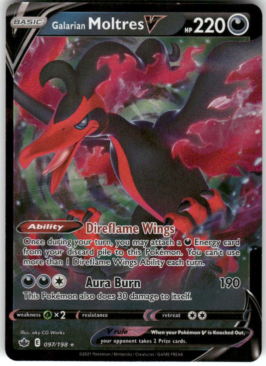 Galarian Moltres V 097/198 Holo Ultra Rare Chilling Reign Pokemon Near Mint