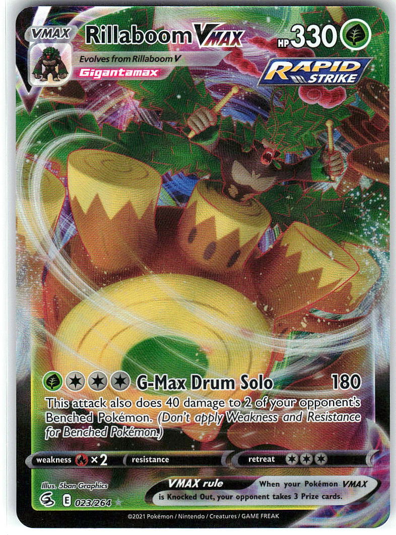 Rillaboom VMAX 023/264 Holo Ultra Rare Fusion Strike Pokemon Near Mint