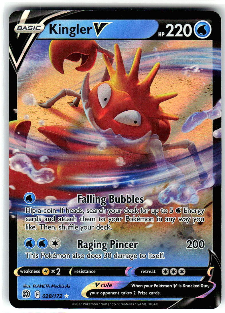 Kingler V 028/172 Holo Ultra Rare Brilliant Stars Pokemon Lightly Played