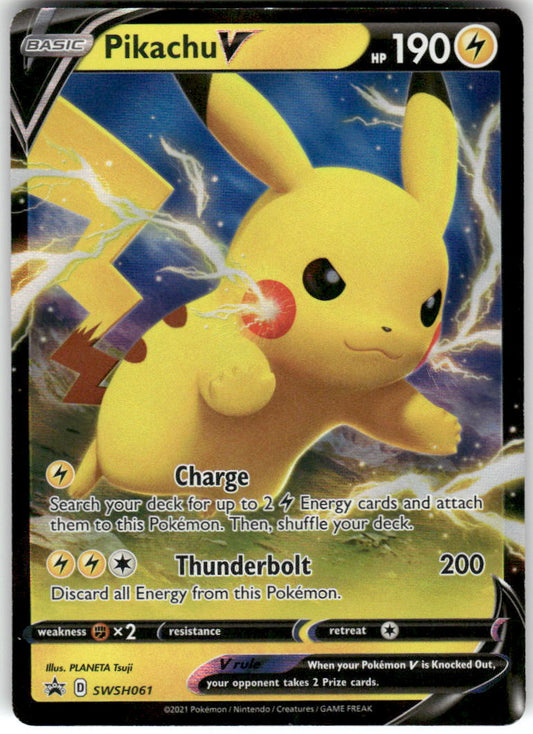 Pikachu V SWSH061 Holo Promo Sword & Shield Promo Pokemon Moderately Played
