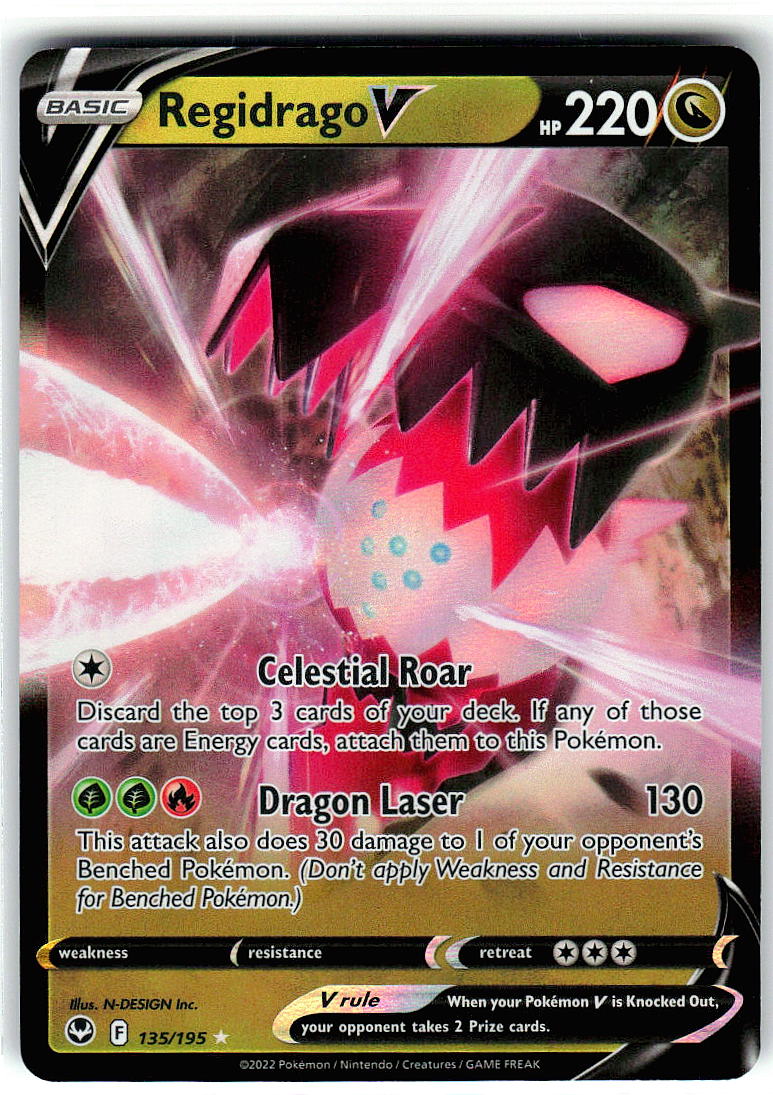 Regidrago V 135/195 Holo Ultra Rare Silver Tempest Pokemon Near Mint