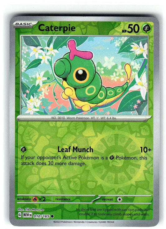 Caterpie 010/165 Common 151 Pokemon Reverse Holo Near Mint