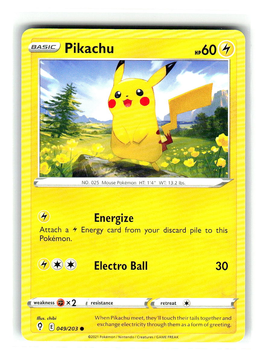 Pikachu 049/203 Common Evolving Skies Pokemon Near Mint