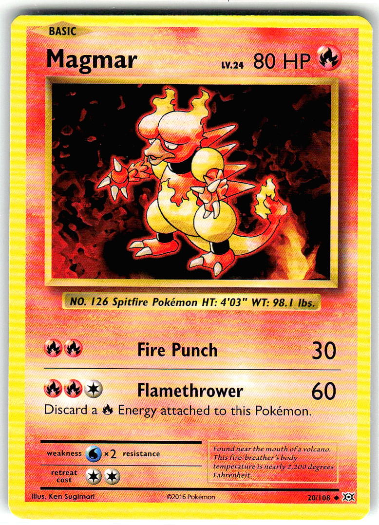 Magmar 20/108 Uncommon Evolutions Pokemon Moderately Played