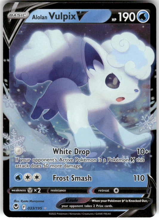 Alolan Vulpix V 033/195 Holo Ultra Rare Silver Tempest Pokemon Near Mint