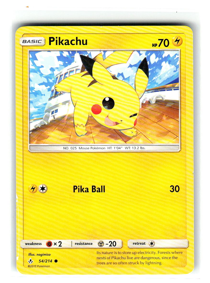 Pikachu 54/214 Common Unbroken Bonds Pokemon Moderately Played