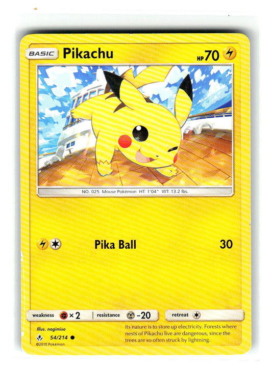 Pikachu 54/214 Common Unbroken Bonds Pokemon Moderately Played