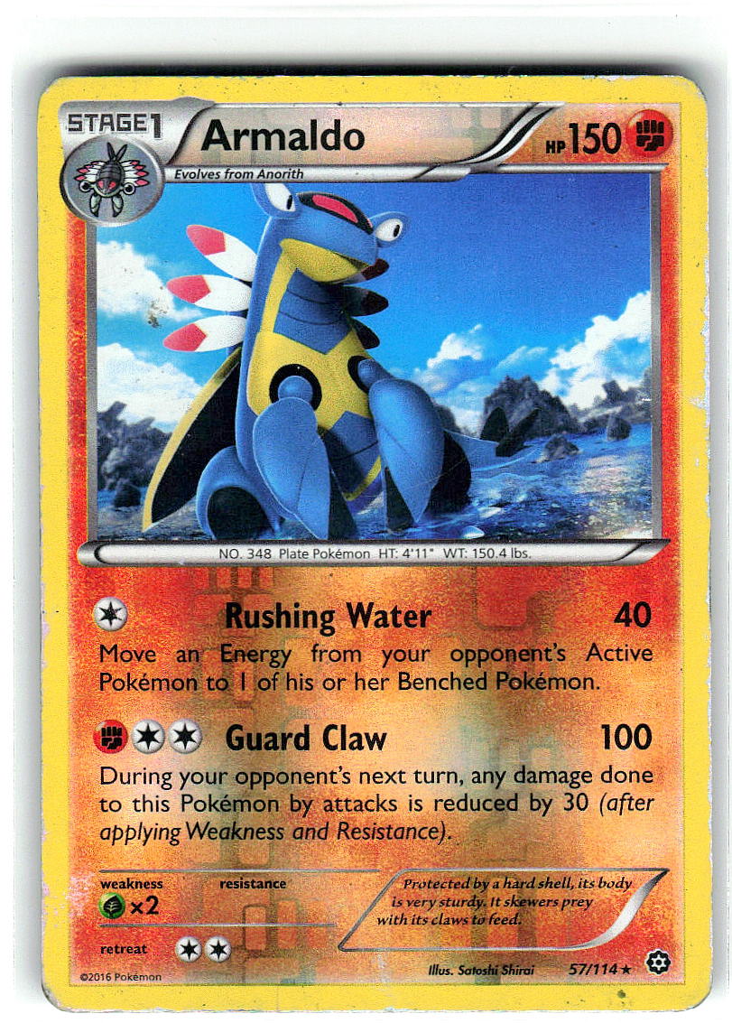 Armaldo 57/114 Rare Steam Siege Pokemon Reverse Holo Heavily Played