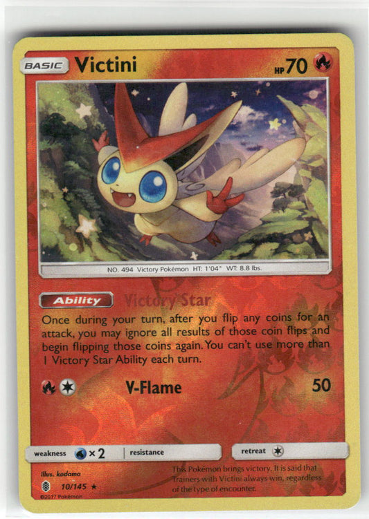 Victini 10/145 Holo Rare Guardians Rising Pokemon Reverse Holo Moderately Played