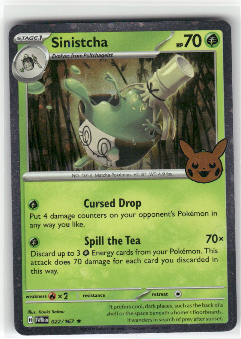 Sinistcha (Cosmos Holo) 022/167 Holo Rare Trick or Trade BOOster 2024 Pokemon LP