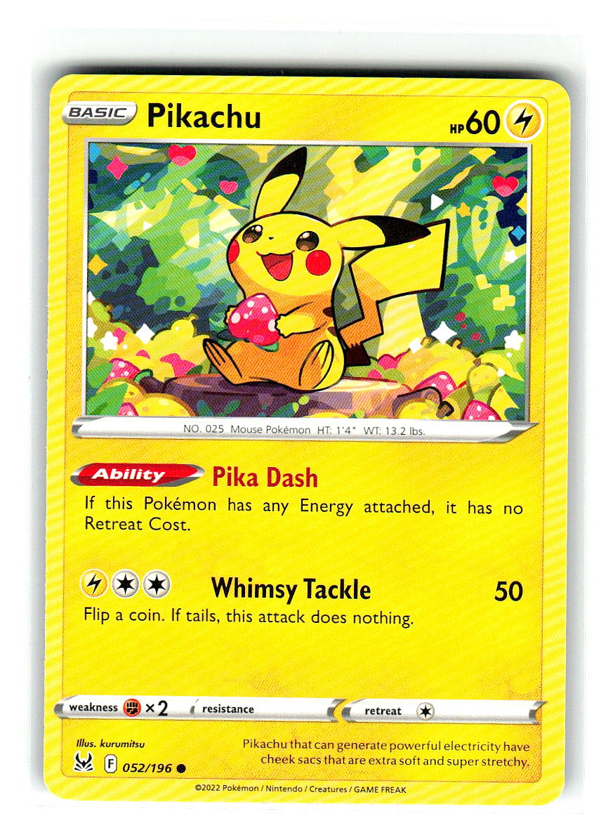 Pikachu 052/196 Common Lost Origin Pokemon Near Mint