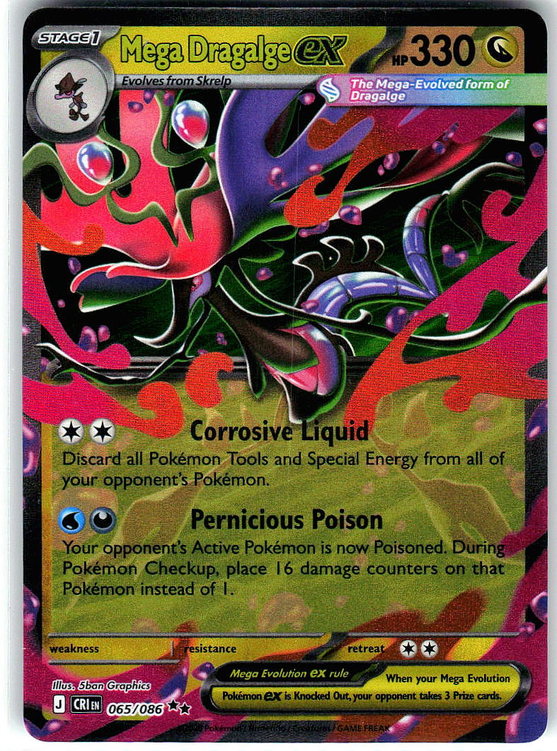 Mega Dragalge ex 065/086 Holo Double Rare Chaos Rising Pokemon Near Mint