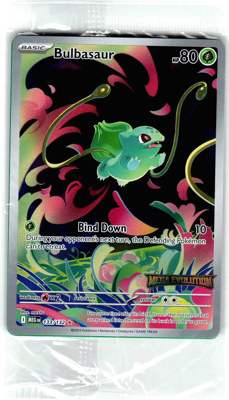 SEALED Bulbasaur 133/132 Illustration Rare Mega Evolution Pokemon Holo Near Mint