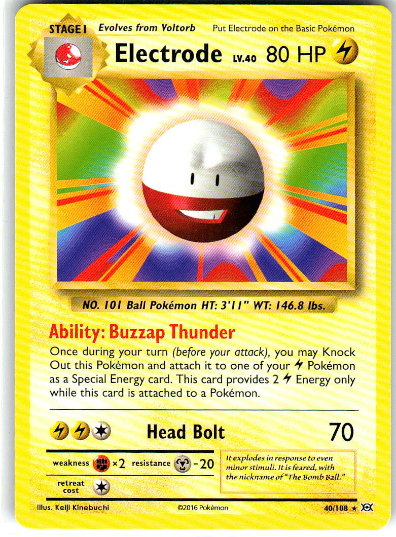 Electrode 40/108 Rare Evolutions Pokemon Lightly Played