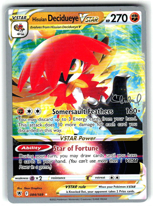 Hisuian Decidueye VSTAR 084/189 Holo Ultra Rare Astral Radiance Pokemon NM