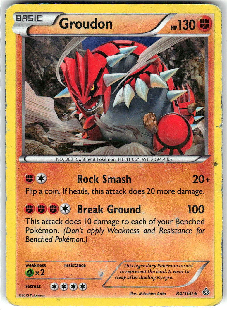 Groudon 84/160 Rare Primal Clash Pokemon Damaged