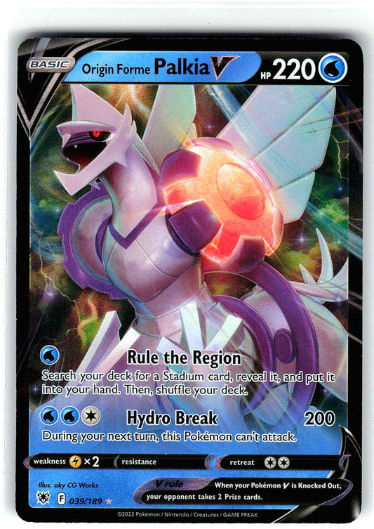 Origin Forme Palkia V 039/189 Holo Ultra Rare Astral Radiance Pokemon Near Mint