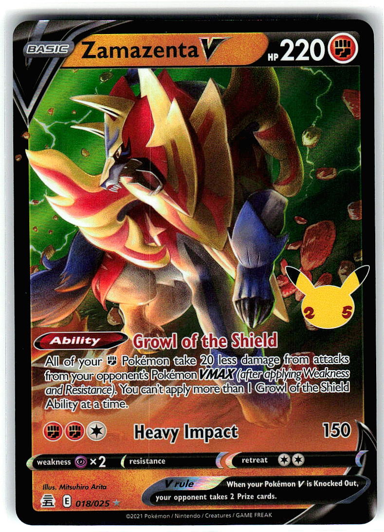 Zamazenta V 018/025 Holo Ultra Rare Celebrations Pokemon Near Mint