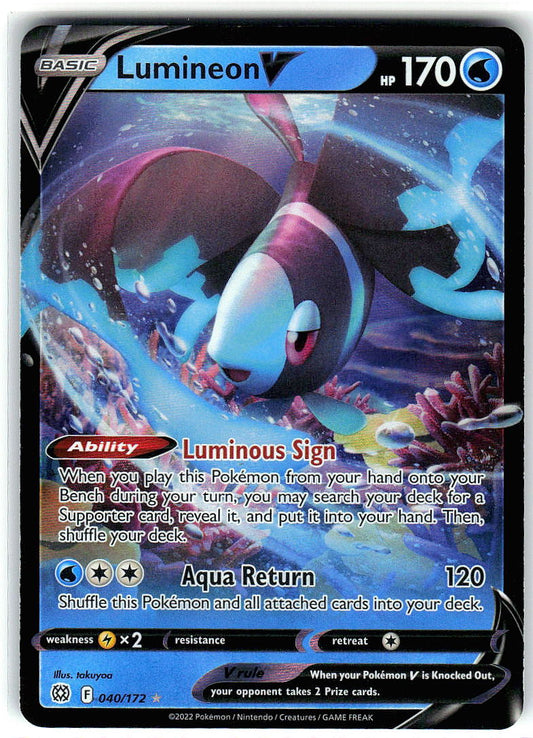 Lumineon V 040/172 Holo Ultra Rare Brilliant Stars Pokemon Near Mint