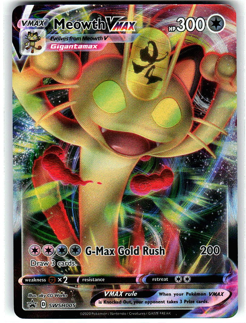 Meowth VMAX SWSH005 Holo Promo Sword & Shield Promo Pokemon Near Mint