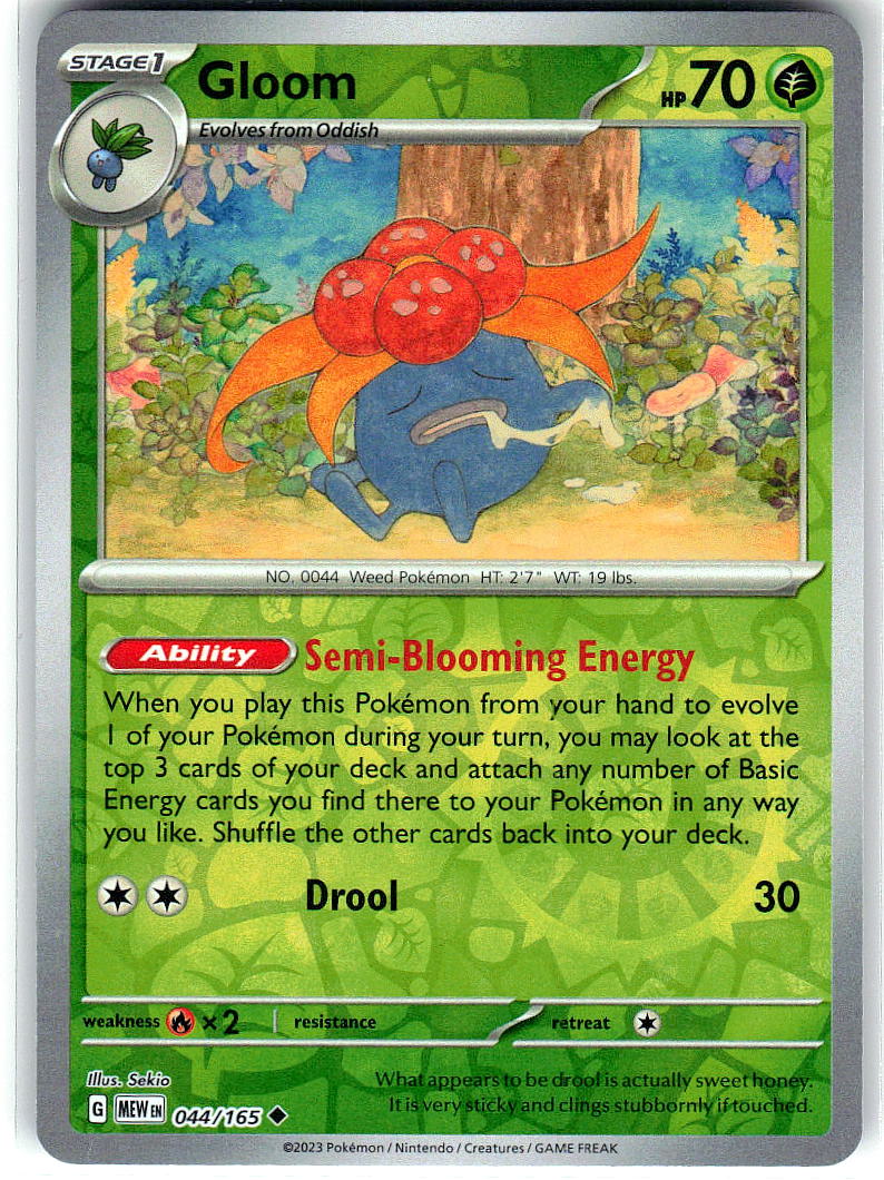 Gloom 044/165 Uncommon 151 Pokemon Reverse Holo Lightly Played