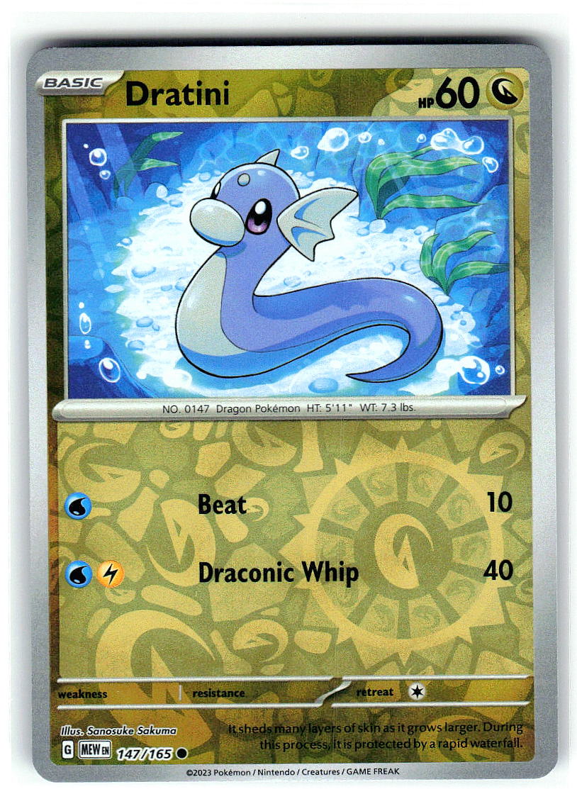Dratini 147/165 Common 151 Pokemon Reverse Holo Near Mint