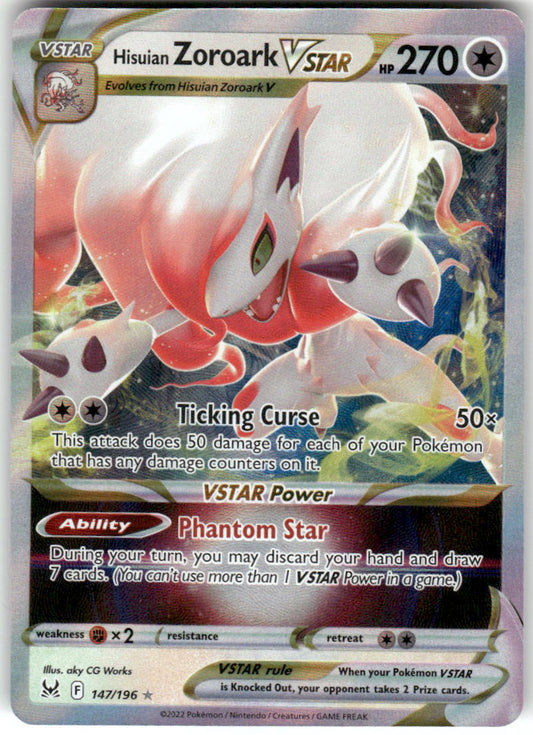 Hisuian Zoroark VSTAR 147/196 Holo Ultra Rare Lost Origin Pokemon Near Mint