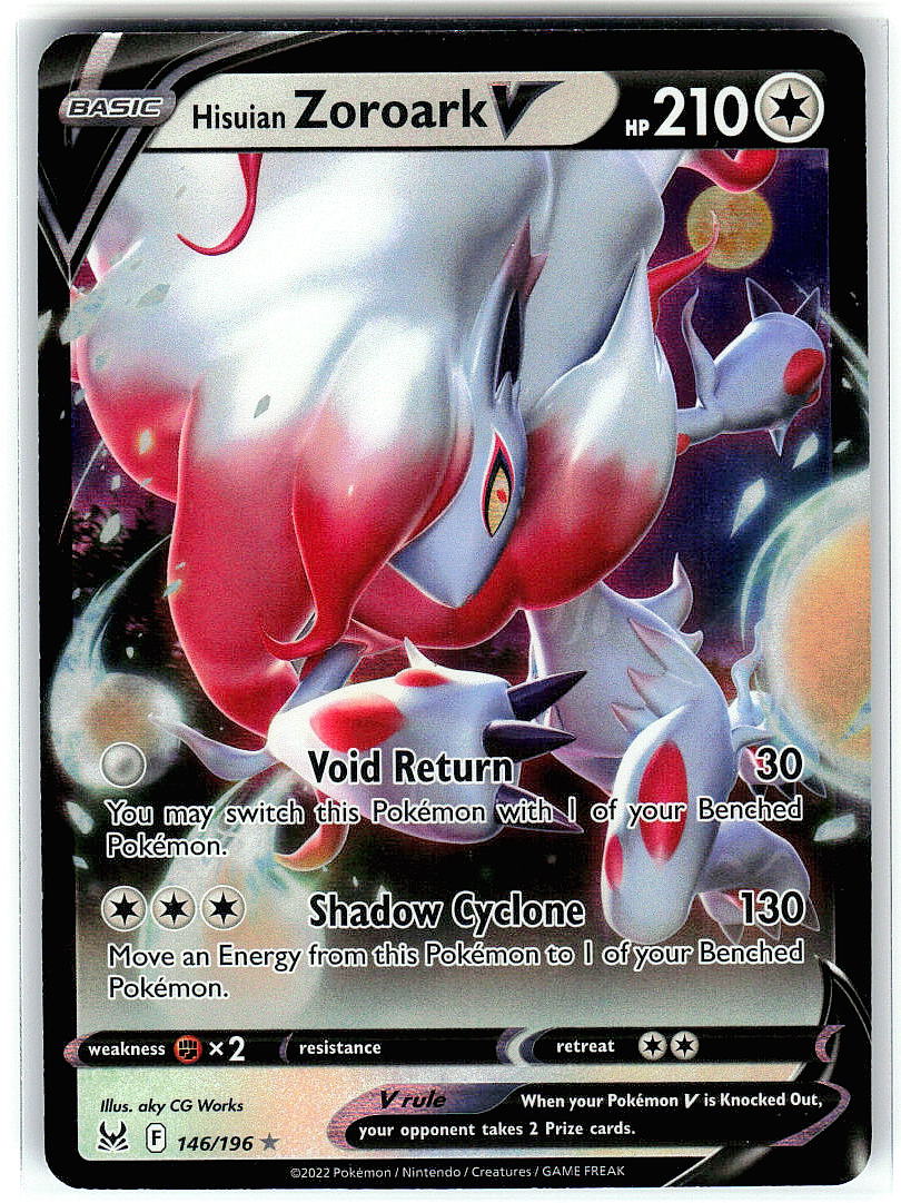 Hisuian Zoroark V 146/196 Holo Ultra Rare Lost Origin Pokemon Near Mint