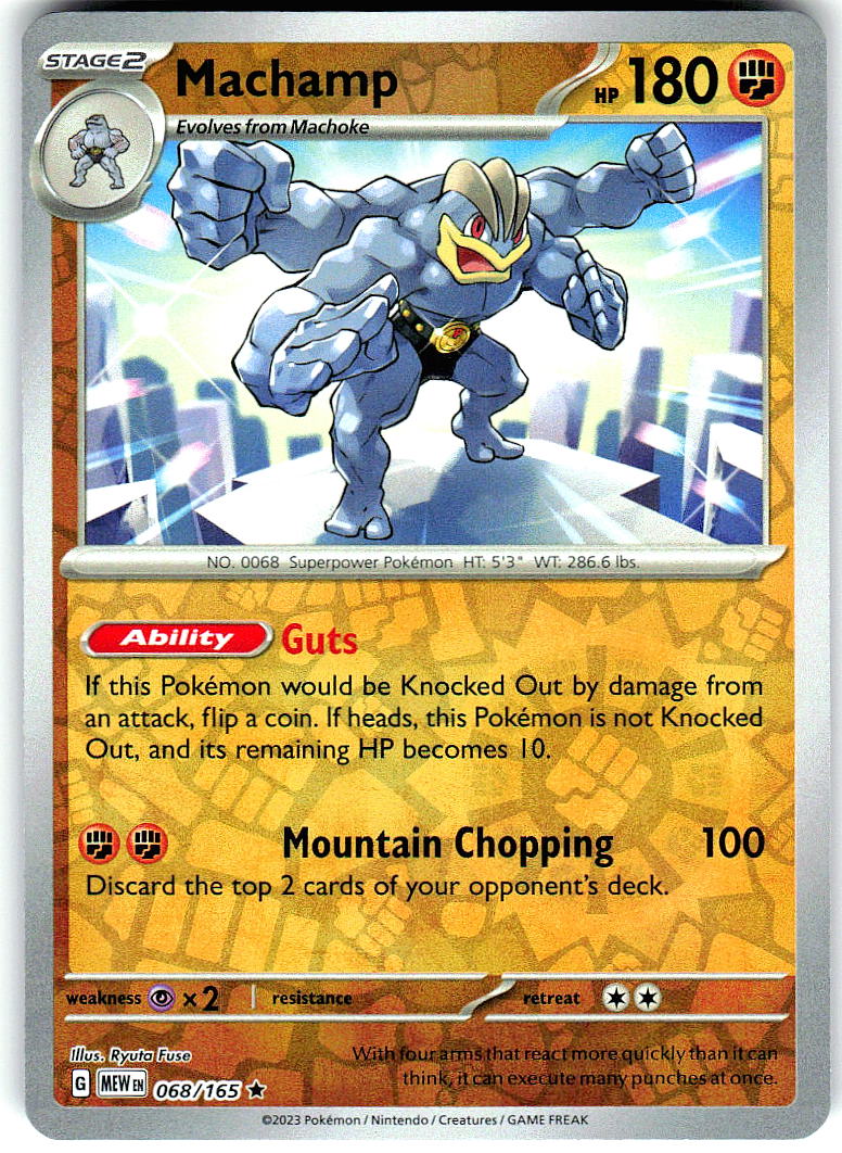 Machamp 068/165 Rare 151 Pokemon Reverse Holo Near Mint
