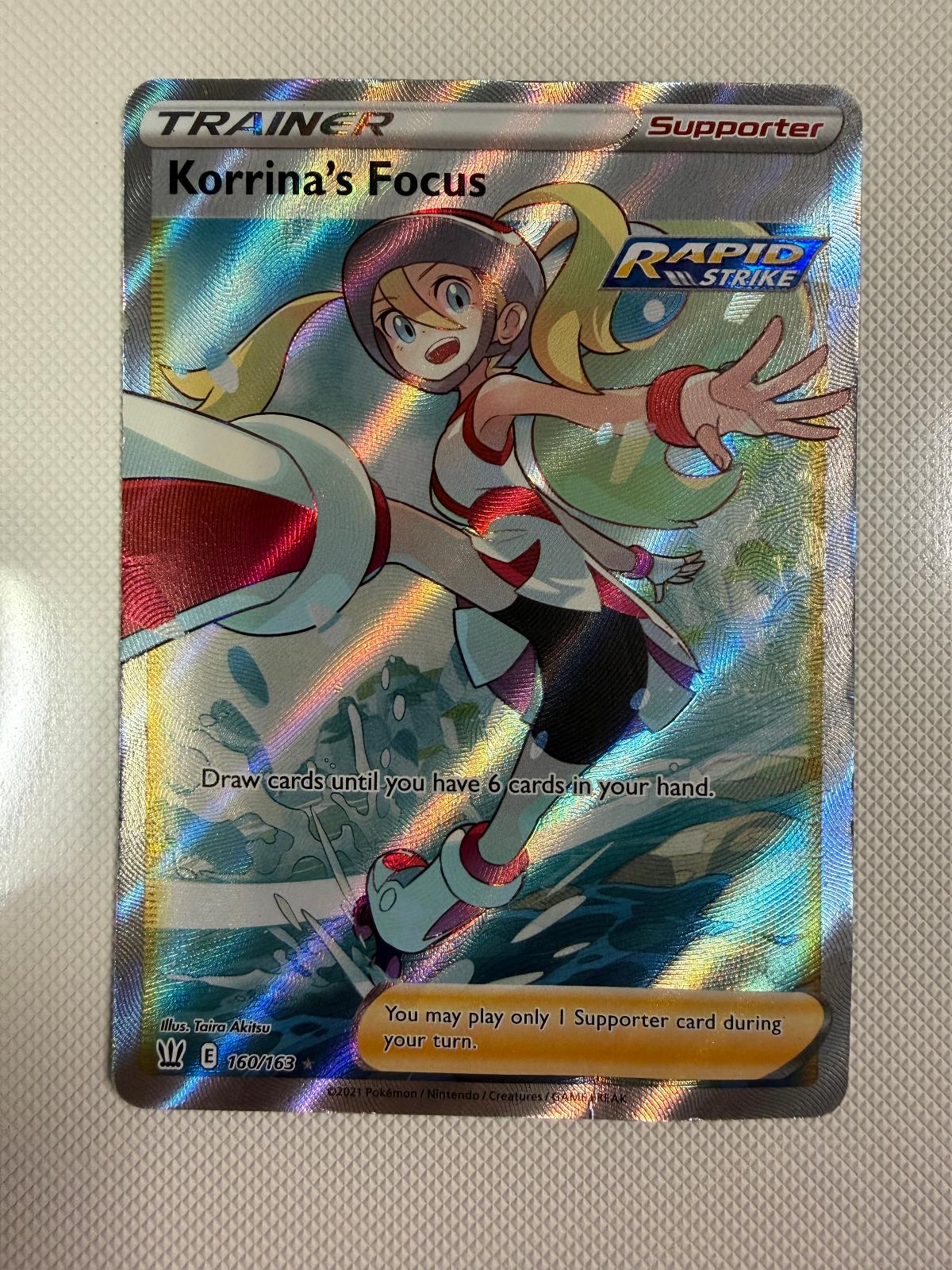 Korrina's Focus 160/163 Ultra Rare Battle Styles Pokemon Holo Heavily Played