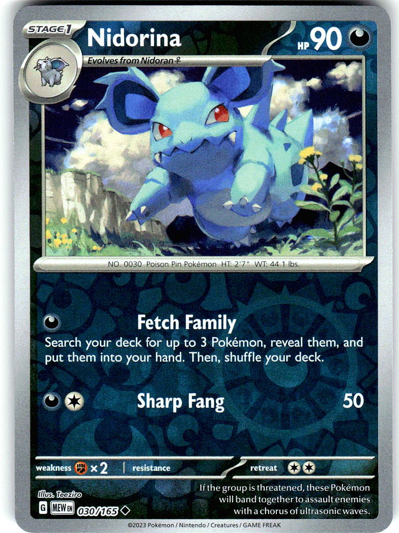 Nidorina 030/165 Uncommon 151 Pokemon Reverse Holo Near Mint