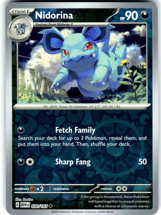 Nidorina 030/165 Uncommon 151 Pokemon Reverse Holo Near Mint