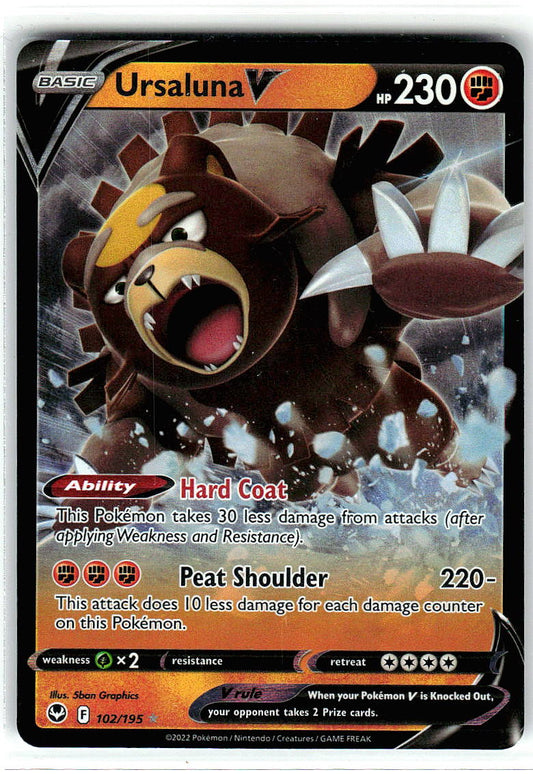Ursaluna V 102/195 Holo Ultra Rare Silver Tempest Pokemon Near Mint
